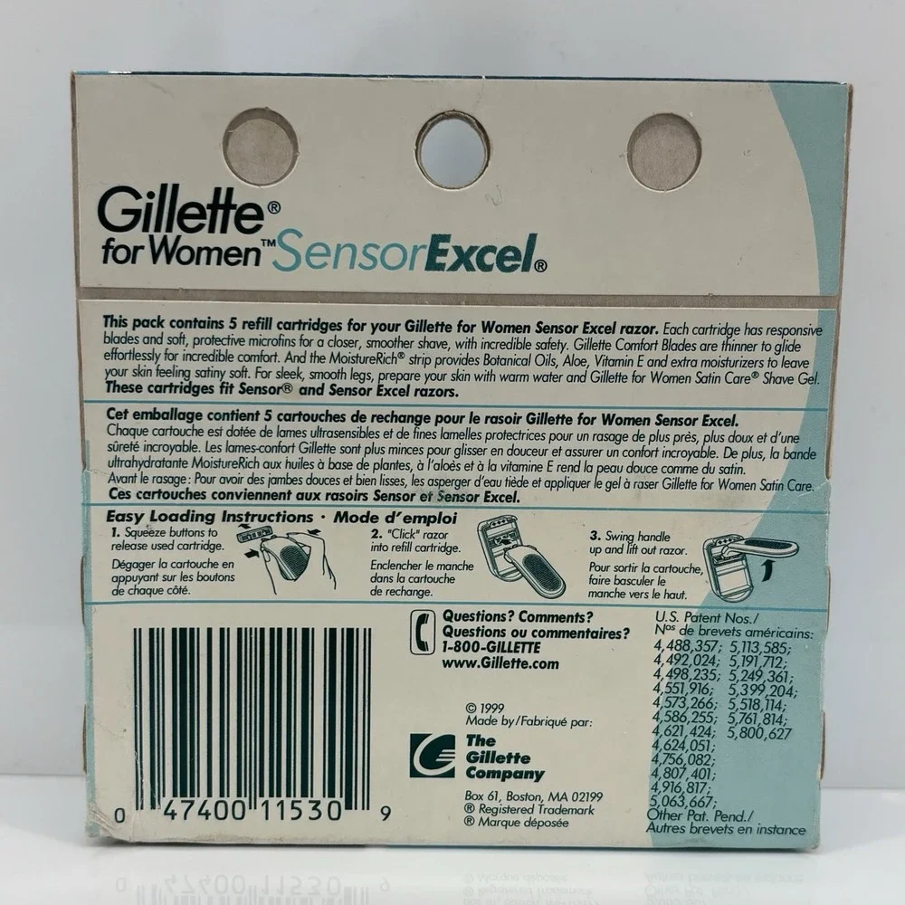 5 Gillette Sensor EXCEL Women's Shaver Razor Blades Refill Cartridges NOS